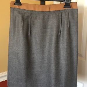 Loft tweed gray skirt with tan trim